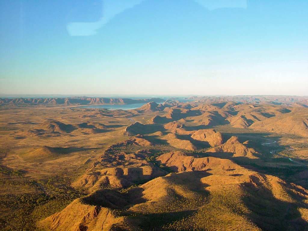 Lake Argyle water and distant ranges, a common first-timer photograph.