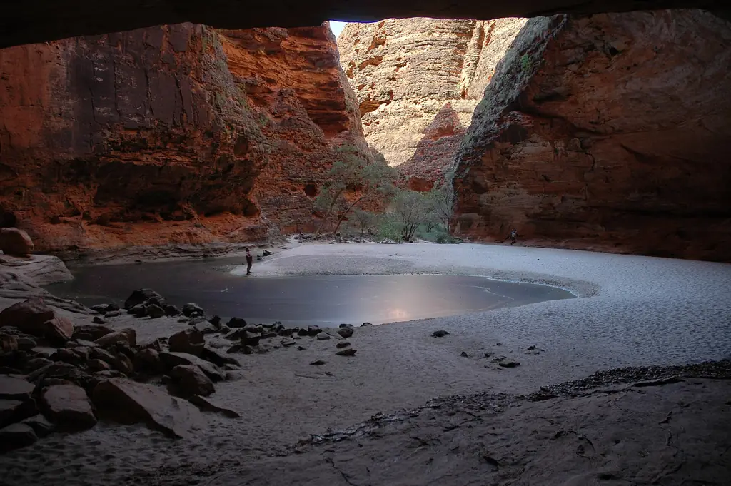 Towering curved walls of Cathedral Gorge in Purnululu National Park