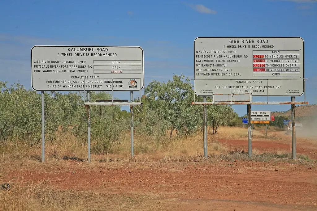 Information signs at the start of the Gibb River Road in the Kimberley