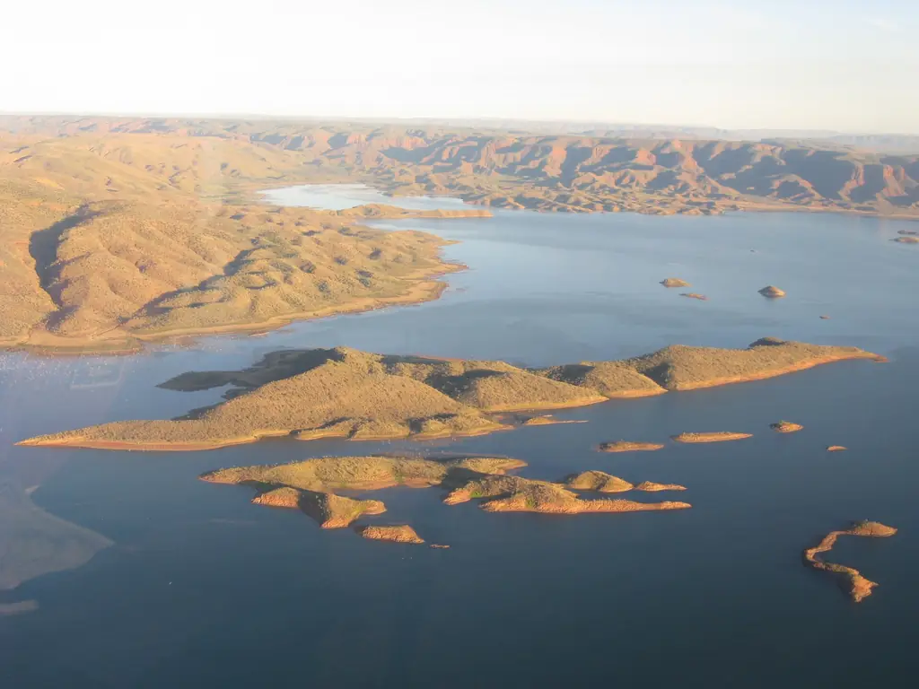 Lake Argyle stretching between rugged Kimberley hills