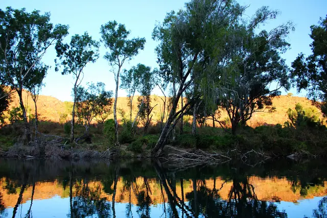 Ranges reflected in the still water of the Ord River